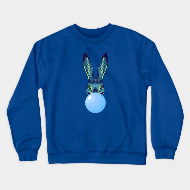 Blue Bubblegum Rabbit Crewneck Sweatshirt by 1001Kites